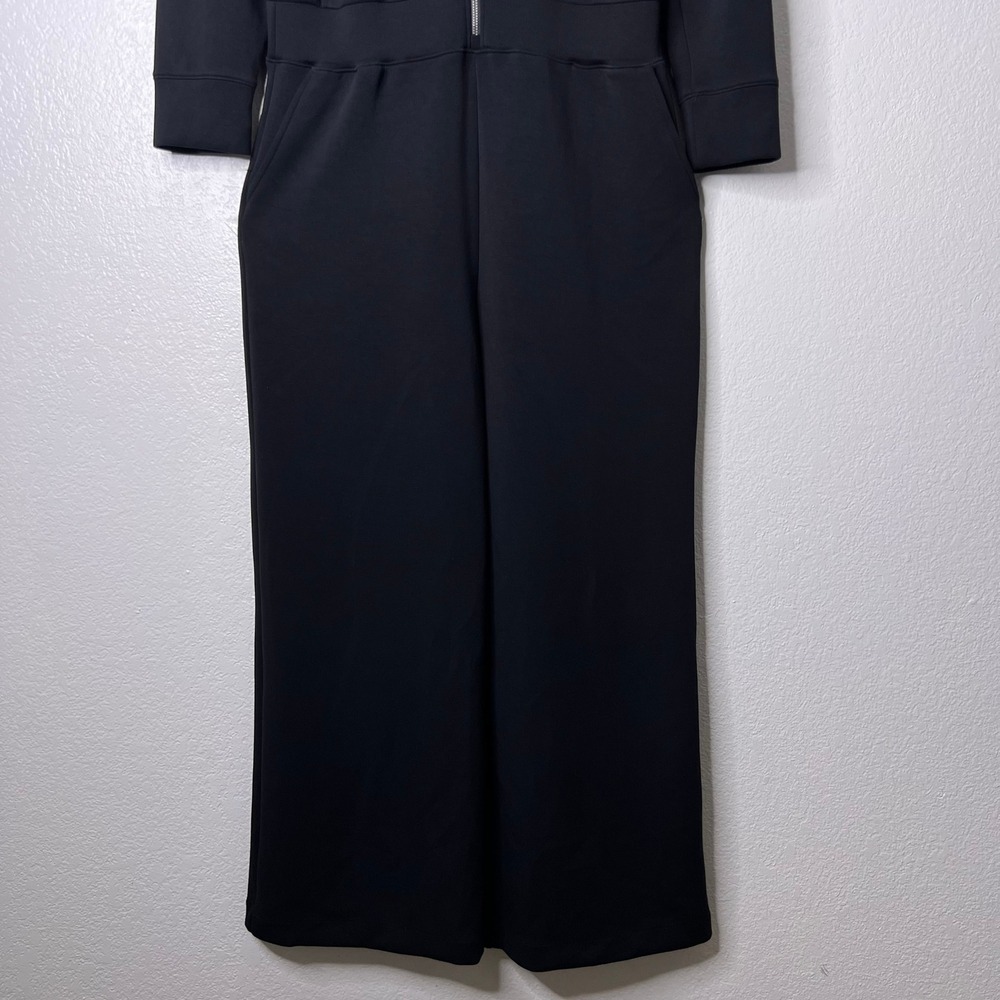 Spanx AirEssentials Mock Neck Full Zip Jumpsuit Black Size XL Petite Wide Leg - Picture 4 of 10